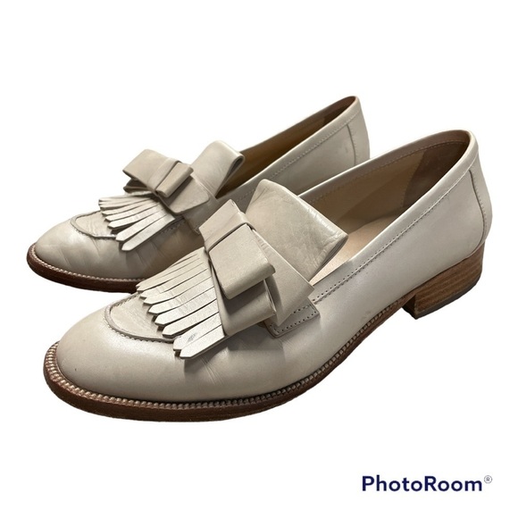 Pour La Victoire Ivory/Cream Tegan Bow Loafer Leather Classic Chic size 8 - Picture 13 of 13